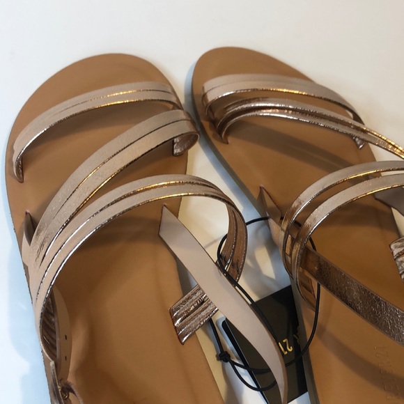 Rose Gold Faux Leather Strappy Sandals - Picture 4 of 6